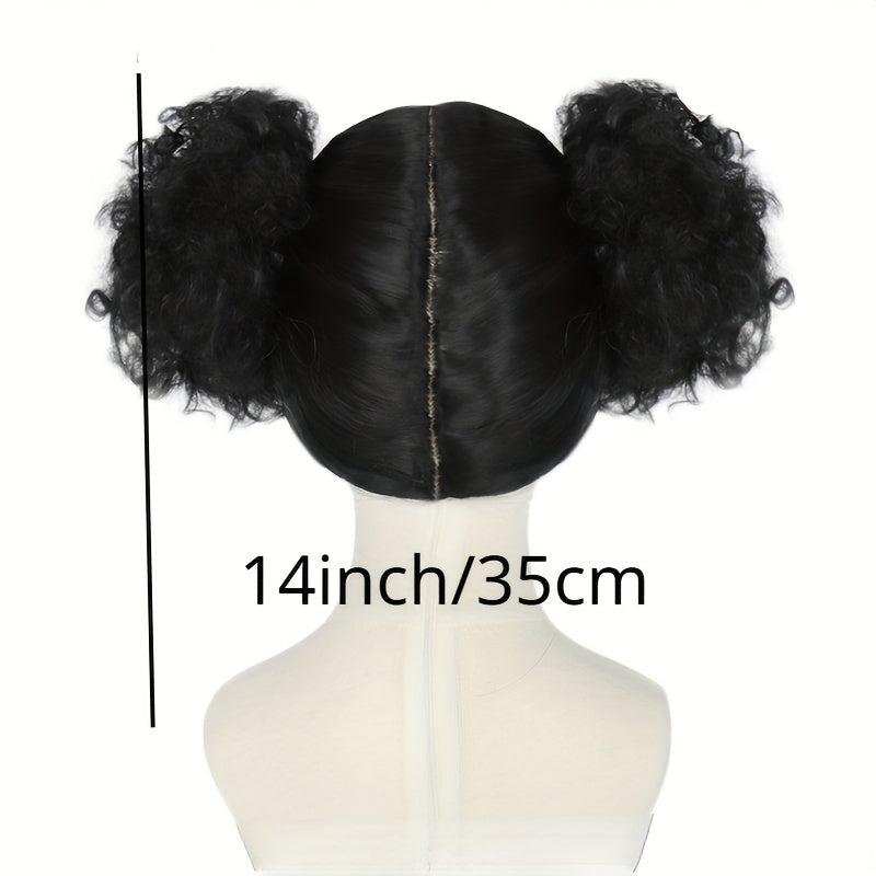 Cosplay Wig Straight Wig With Bangs 2 Ponytails Synthetic Wig