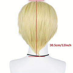 Short Blonde Cosplay Wig for Halloween Costume & Wig Cap
