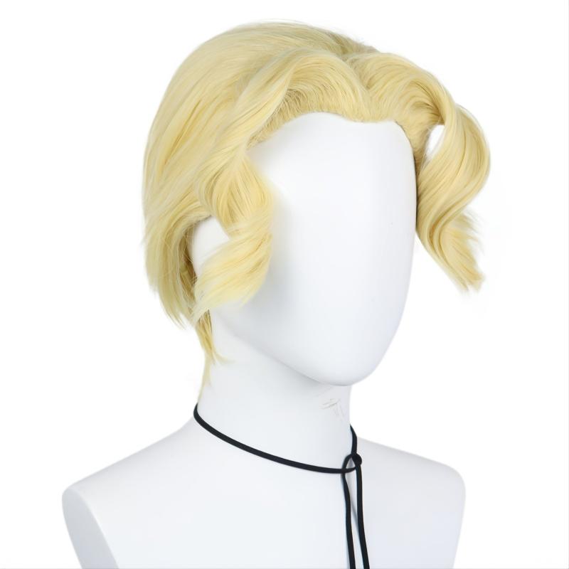 Short Blonde Cosplay Wig for Halloween Costume & Wig Cap