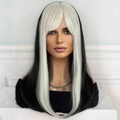 Straight Brown Blonde Two Tone Wig 22 Inch Long Honey Blonde With Fringe