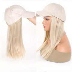 Hat Wig Long Straight Wig Synthetic Wig for Daily Use
