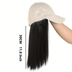 Hat Wig Long Straight Wig Synthetic Wig for Daily Use