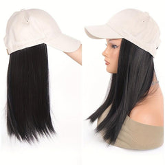 Hat Wig Long Straight Wig Synthetic Wig for Daily Use