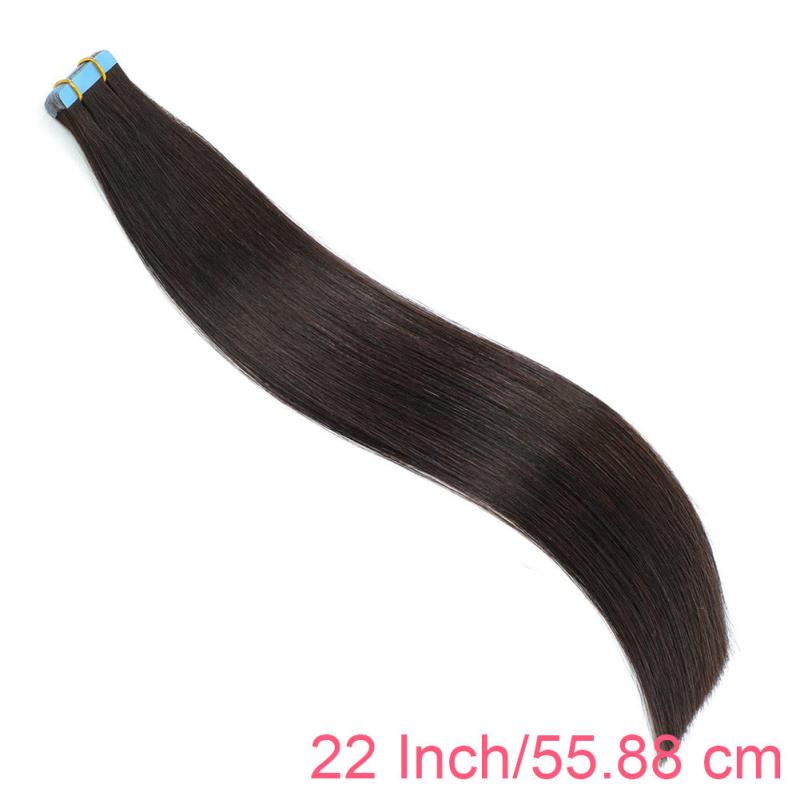 20pcs Tape In Hair Extensions Human Hair Brown Hair Extensions 2 Dark Brown
