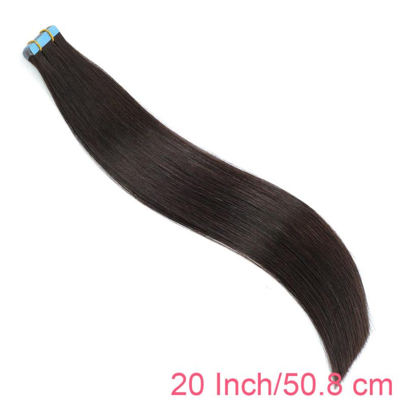 20pcs Tape In Hair Extensions Human Hair Brown Hair Extensions 2 Dark Brown