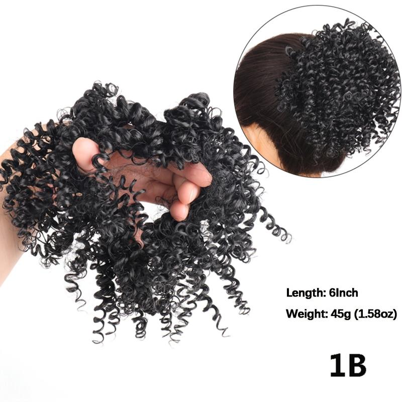 Messy Hair Bun Elastic Kinky Curly Hair Extension Short Synthetic Ponytail