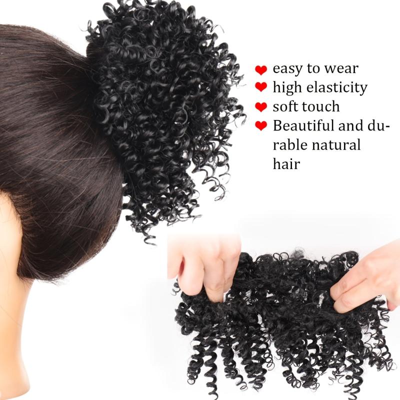 Messy Hair Bun Elastic Kinky Curly Hair Extension Short Synthetic Ponytail