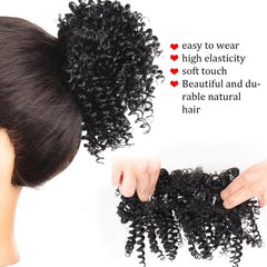 Messy Hair Bun Elastic Kinky Curly Hair Extension Short Synthetic Ponytail