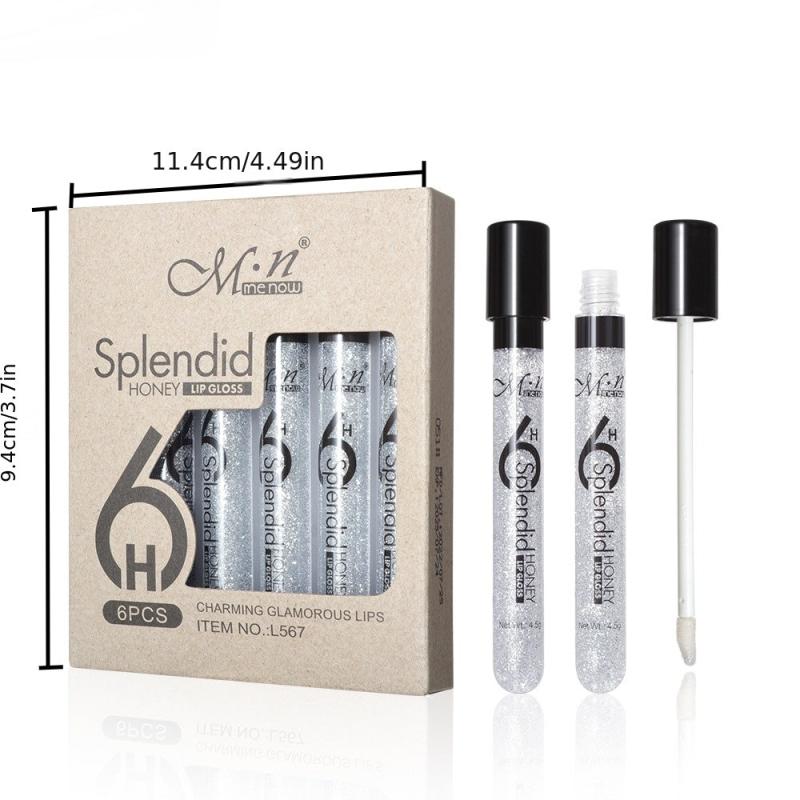 6-Piece Glossy & Nude Liquid Lipstick Set - Waterproof & Long-Lasting