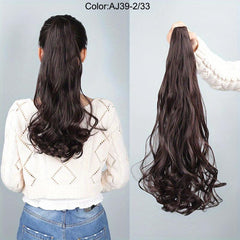Natural 45-72 Cm Curly Wavy Ponytail Extensions Claw Clip Synthetic Hair Pieces
