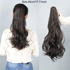 Natural 45-72 Cm Curly Wavy Ponytail Extensions Claw Clip Synthetic Hair Pieces