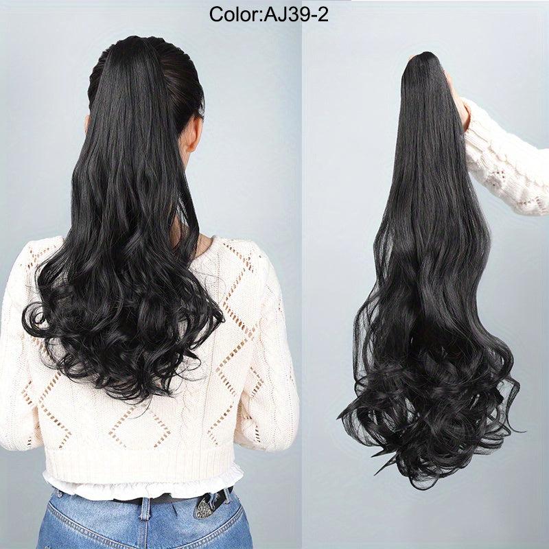Natural 45-72 Cm Curly Wavy Ponytail Extensions Claw Clip Synthetic Hair Pieces