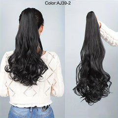 Natural 45-72 Cm Curly Wavy Ponytail Extensions Claw Clip Synthetic Hair Pieces
