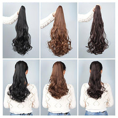 Natural 45-72 Cm Curly Wavy Ponytail Extensions Claw Clip Synthetic Hair Pieces