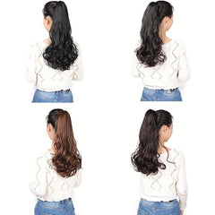 Natural 45-72 Cm Curly Wavy Ponytail Extensions Claw Clip Synthetic Hair Pieces