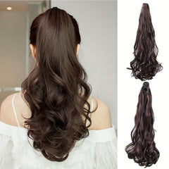 Natural 45-72 Cm Curly Wavy Ponytail Extensions Claw Clip Synthetic Hair Pieces