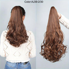 Natural 45-72 Cm Curly Wavy Ponytail Extensions Claw Clip Synthetic Hair Pieces