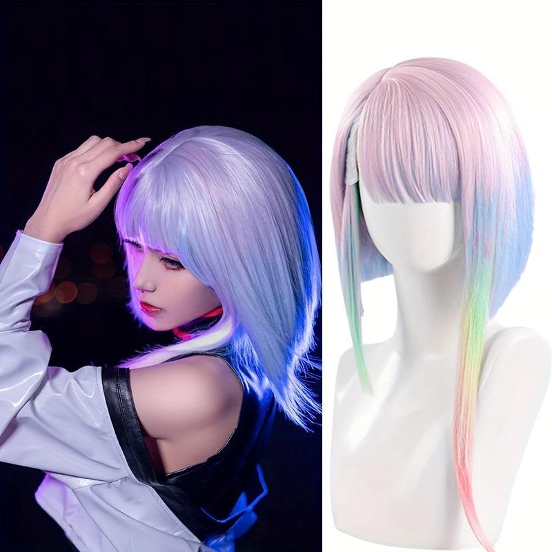 Rainbow Wig With Bangs Anime Cosplay Costume Hair Wigs