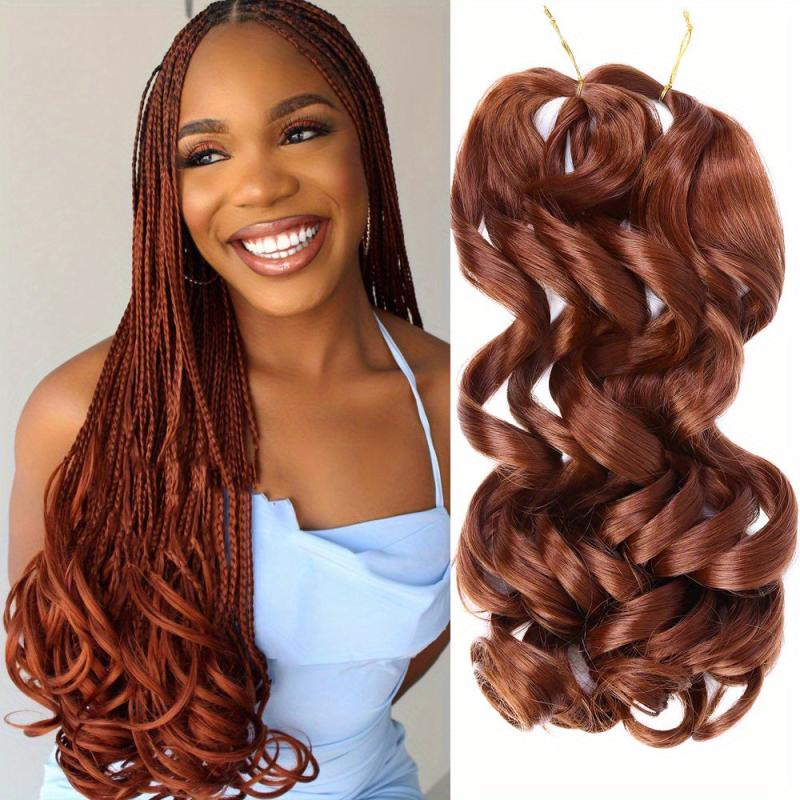 Synthetic Loose Wave Spiral Curls Crochet Hair Extensions Brown Orange 60 96 Cm