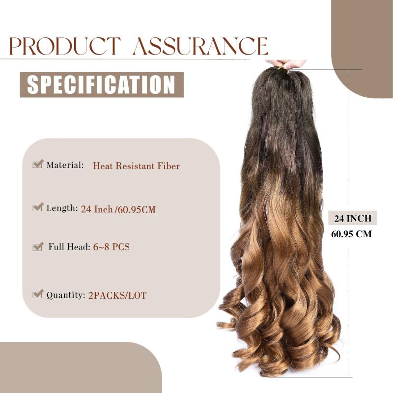 Synthetic Loose Wave Spiral Curls Crochet Hair Extensions Brown Orange 60 96 Cm