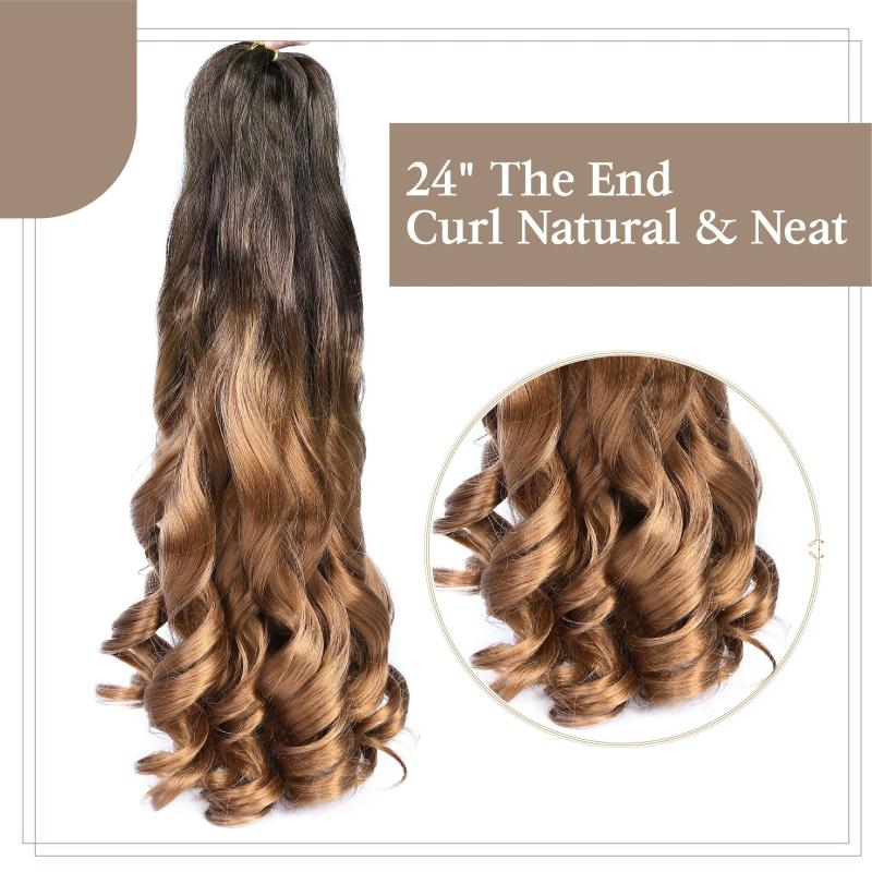 Synthetic Loose Wave Spiral Curls Crochet Hair Extensions Brown Orange 60 96 Cm