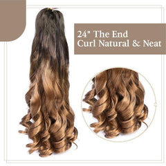 Synthetic Loose Wave Spiral Curls Crochet Hair Extensions Brown Orange 60 96 Cm
