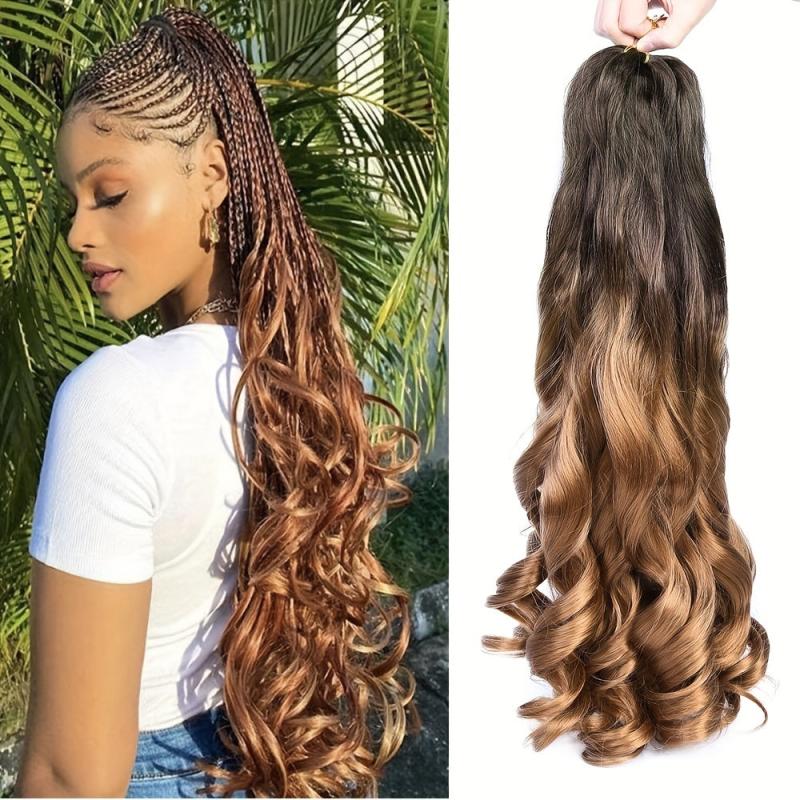 Synthetic Loose Wave Spiral Curls Crochet Hair Extensions Brown Orange 60 96 Cm