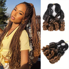 Synthetic Loose Wave Spiral Curls Crochet Hair Extensions Brown Orange 60 96 Cm