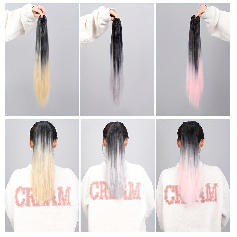 Ombre Blonde Long Straight Ponytail Extensions
