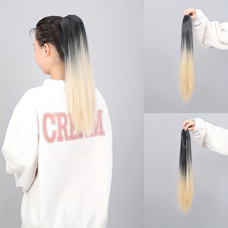 Ombre Blonde Long Straight Ponytail Extensions