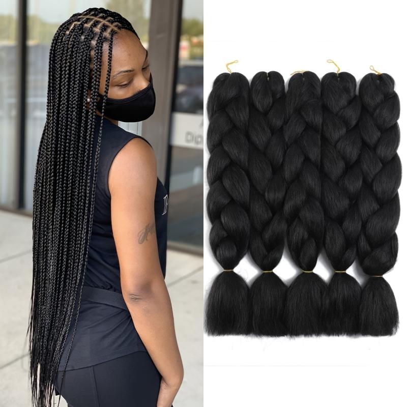 Ombre Rainbow Braiding Hair Extensions 5pcs Synthetic Fiber Jumbo Braiding Hair