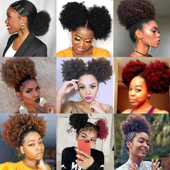 Kinky Curly Afro Puff Ponytail Extensions - Synthetic Hair