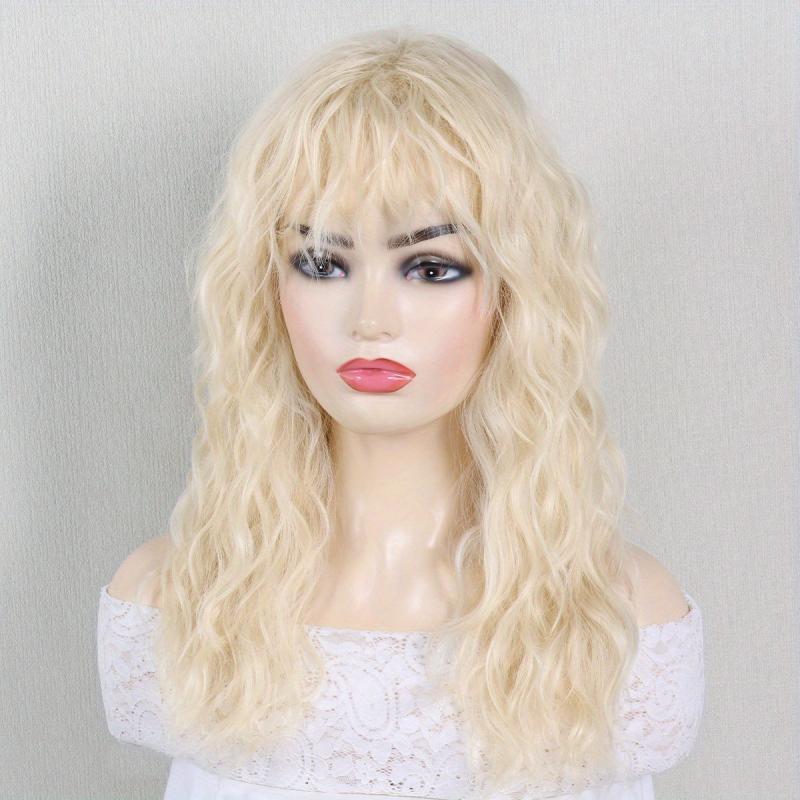 45 72cm Long Curly Wavy Hair Wigs with Bangs Synthetic Fiber None Lace Wavy Wig