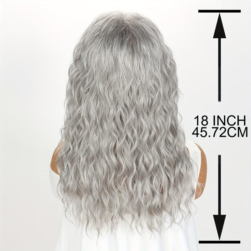 45 72cm Long Curly Wavy Hair Wigs with Bangs Synthetic Fiber None Lace Wavy Wig