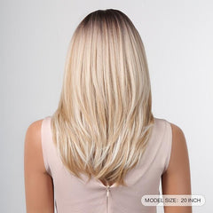 8 Cm Short Brown Ombre Blonde Bob Wigs Layered Synthetic Wig