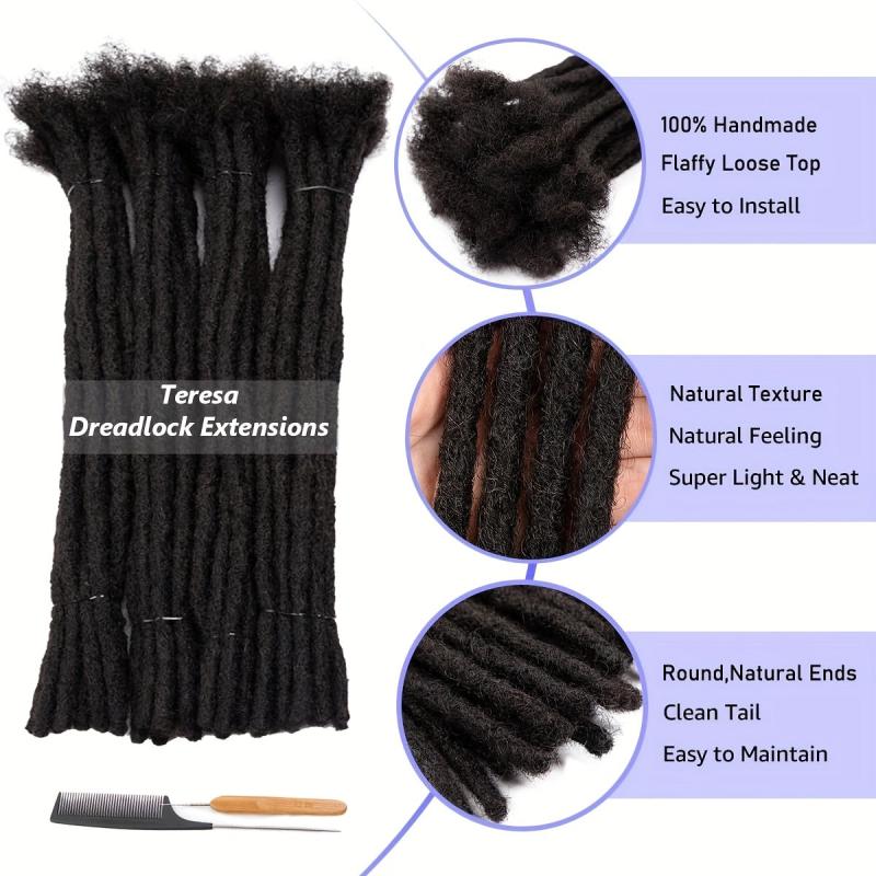 100% Human Hair Dreadlock Extensions 0.6 cm Thickness 8-14 inch Dreads