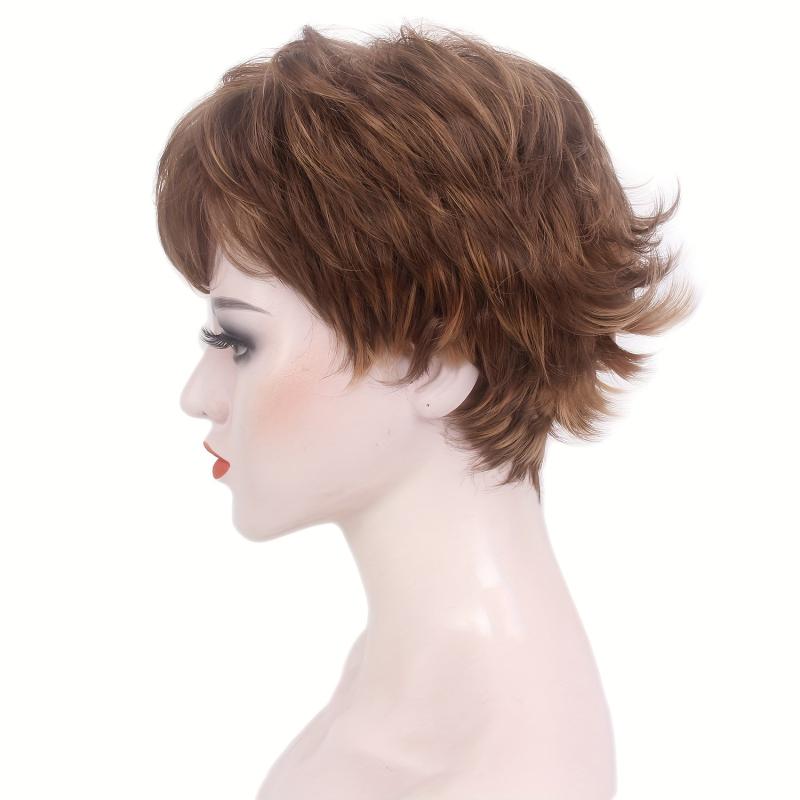 Short Curly Hair Wigs With Bangs Natural Layered Hair Wigs