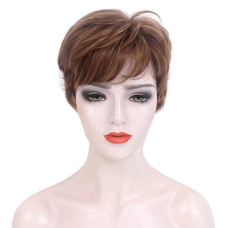 Short Curly Hair Wigs With Bangs Natural Layered Hair Wigs