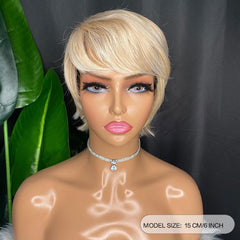 Brown Mix Blonde Short Pixie Cut Wigs 15 24 Cm