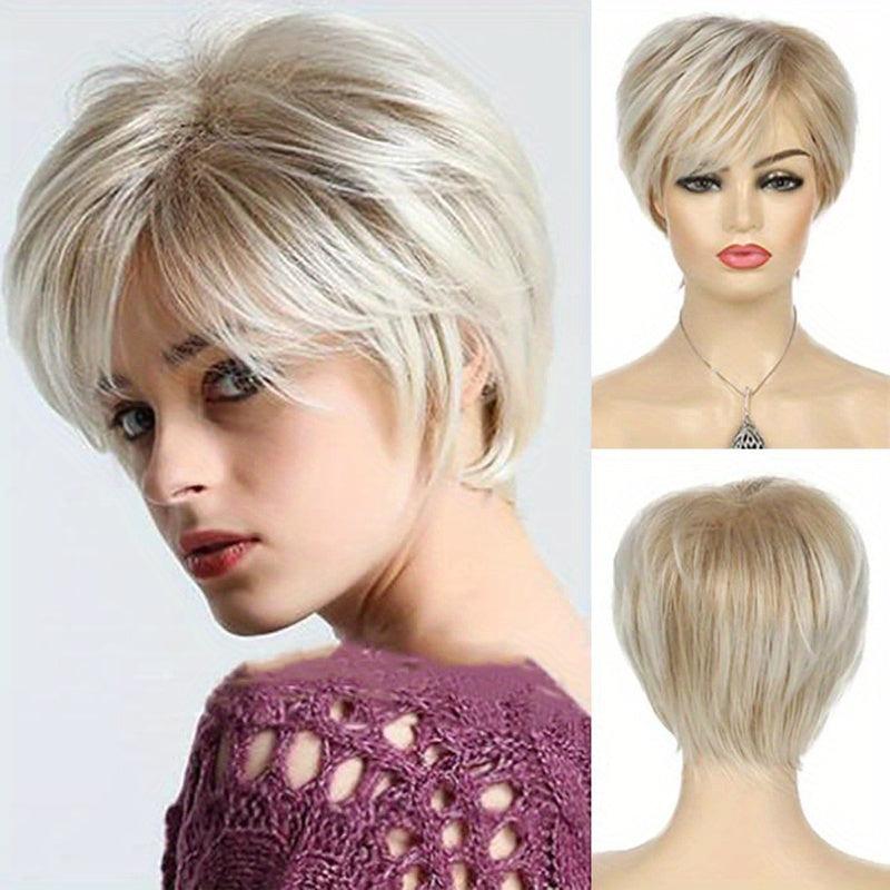 Brown Mix Blonde Short Pixie Cut Wigs 15 24 Cm