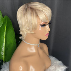 Brown Mix Blonde Short Pixie Cut Wigs 15 24 Cm