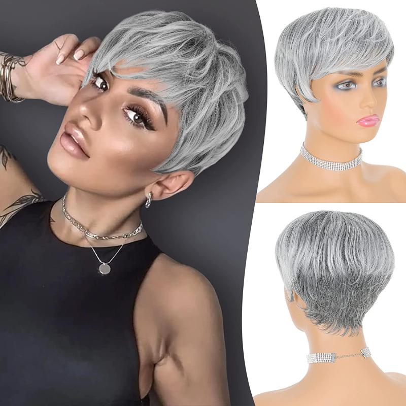 Brown Mix Blonde Short Pixie Cut Wigs 15 24 Cm