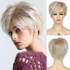 Brown Mix Blonde Short Pixie Cut Wigs 15 24 Cm