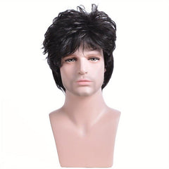 Men's Short Culy Hair Wigs 15-24 cm Synthetic Hair Replacement