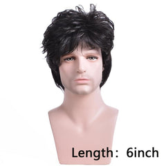 Men's Short Culy Hair Wigs 15-24 cm Synthetic Hair Replacement