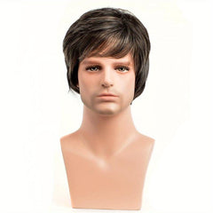 Men's Short Culy Hair Wigs 15-24 cm Synthetic Hair Replacement