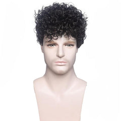 Men's Short Culy Hair Wigs 15-24 cm Synthetic Hair Replacement