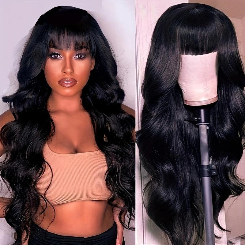 60 96 Cm Long Curly Wavy Hair Wig With Bangs Natural Looking Synthetic Hair Wig
