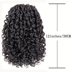 Short Curly Wavy Ponytail Extensions Clips Drawstring Synthetic Fiber Daily Wear