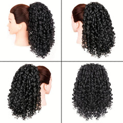 Short Curly Wavy Ponytail Extensions Clips Drawstring Synthetic Fiber Daily Wear